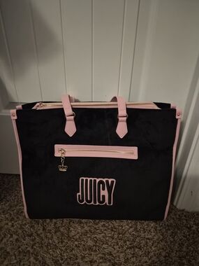 Juicy Couture Black & Pink Tote Bag - Juicy Embroidered Logo
